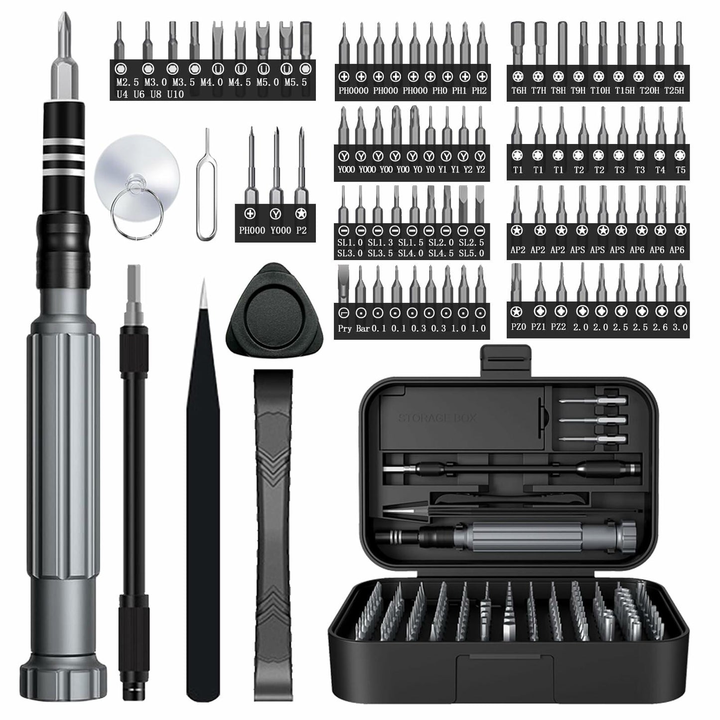 GWAHRWW Precision 150-in-1 Screwdriver Set Electronics Repair Tool Kit Black