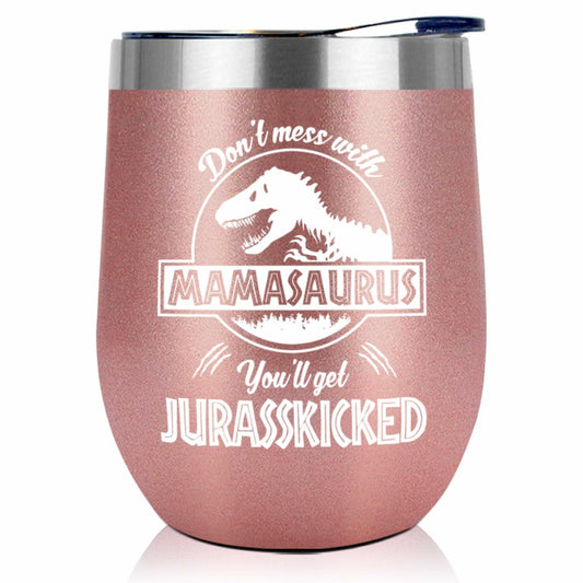 NewEleven 12 Oz Mamasaurus Stainless Steel Tumbler - Funny Mom Gift
