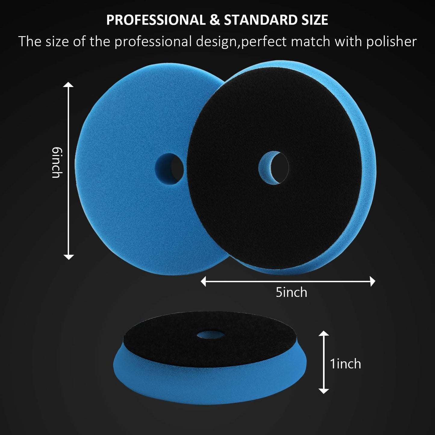 GGTE Light Cut Polishing Pad 6" Face 5" Backing 2Pcs Blue 2-Pack