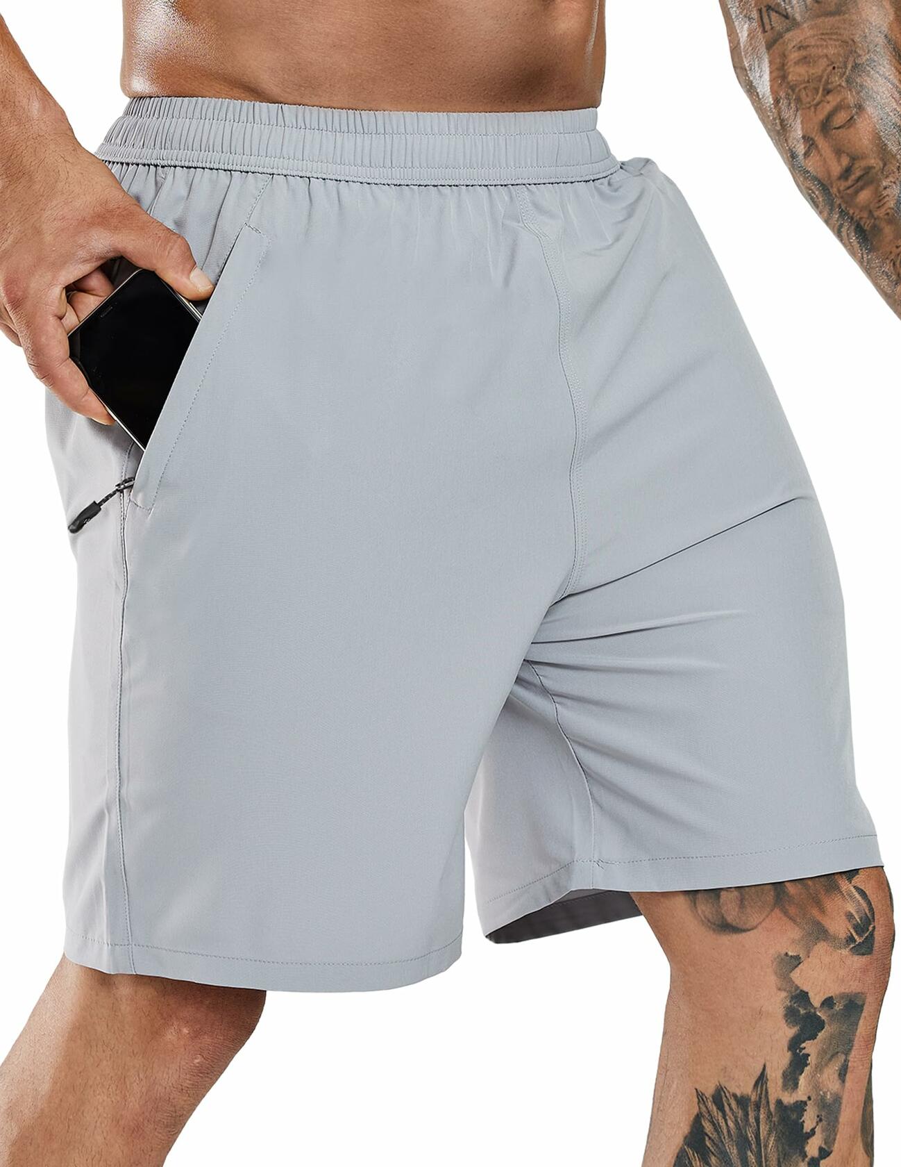 Haimont Men's Athletic Running Shorts Quick Dry Zipper Pocket Blue Size XXL