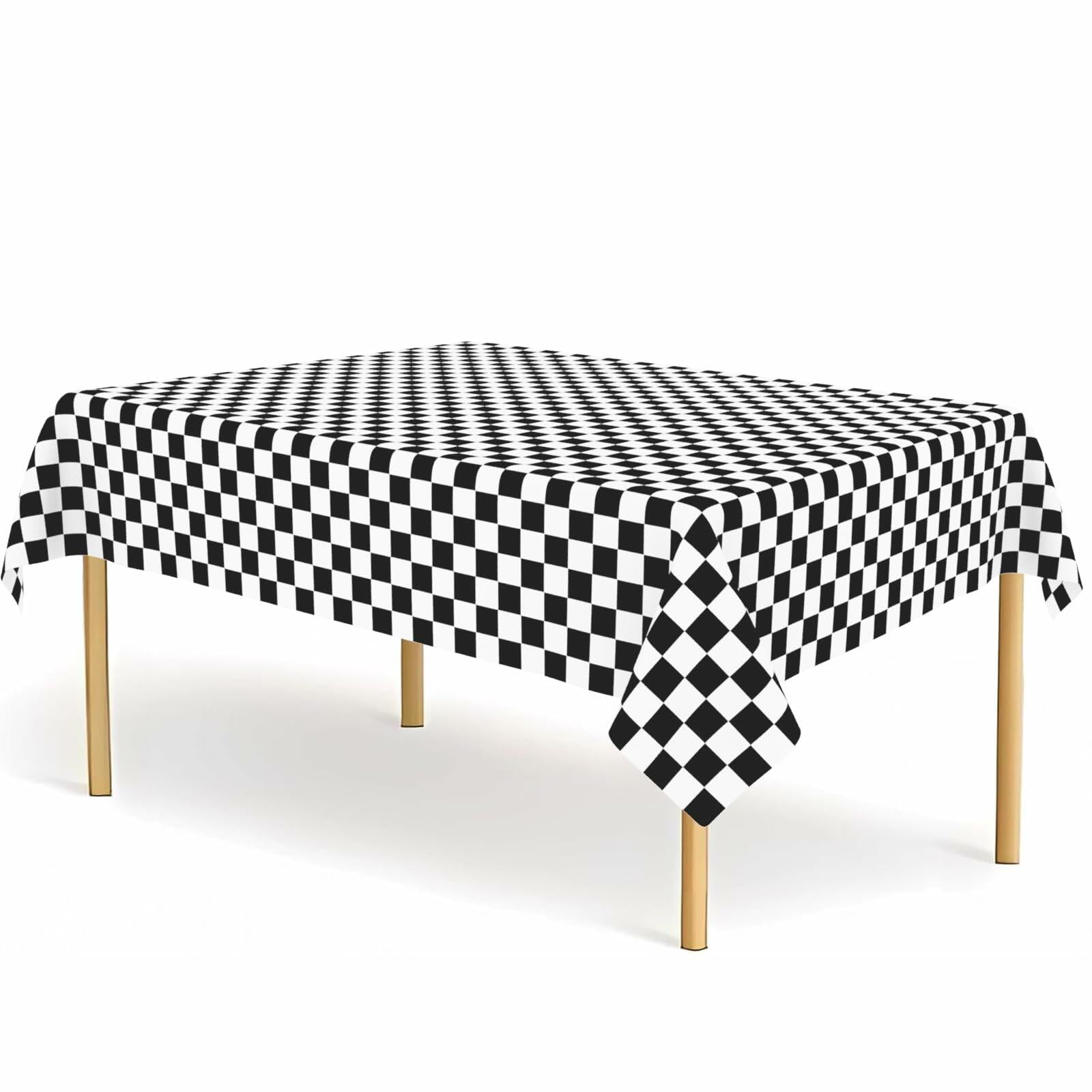 CINSOEN 4 Pack Black White Checkered Plastic Tablecloth 54x108in Rectangle