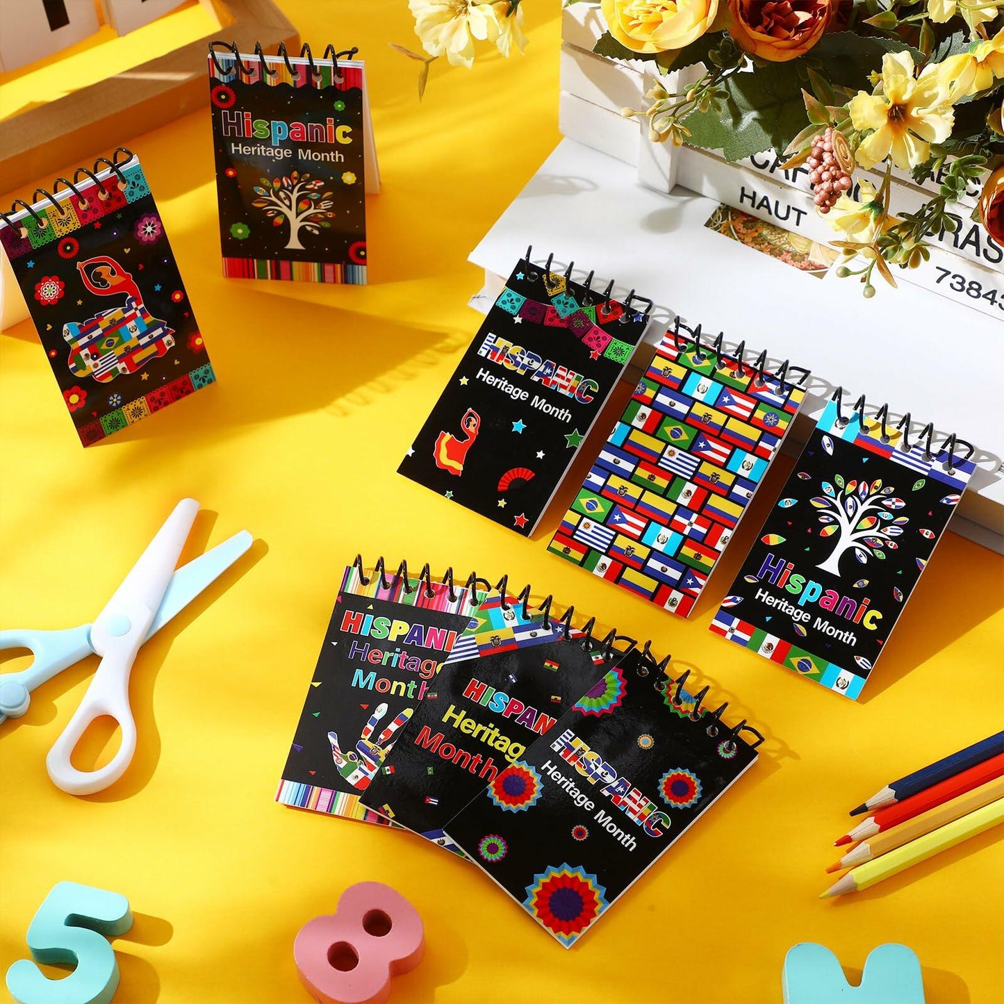 Containlol 48PCS Hispanic Heritage Month Mini Notepads Party Favors 8 Patterns