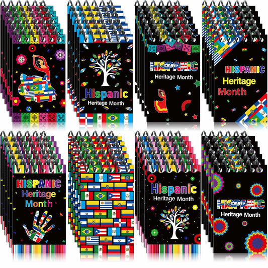 Containlol 48PCS Hispanic Heritage Month Mini Notepads Party Favors 8 Patterns