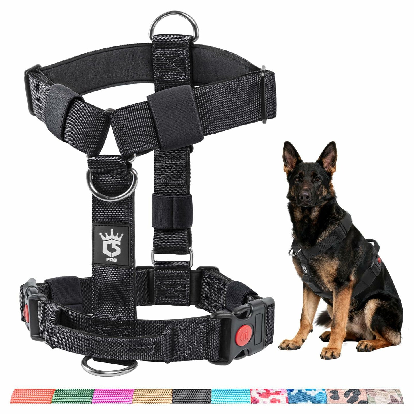 TSPRO Heavy Duty Tactical Dog Harness Adjustable Soft Handle Purple Size L