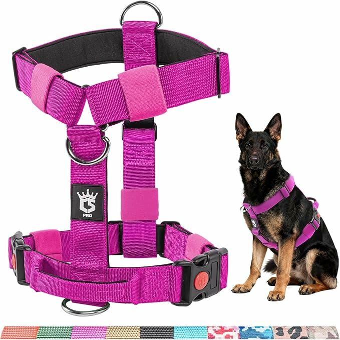 TSPRO Heavy Duty Tactical Dog Harness Adjustable Soft Handle Purple Size L