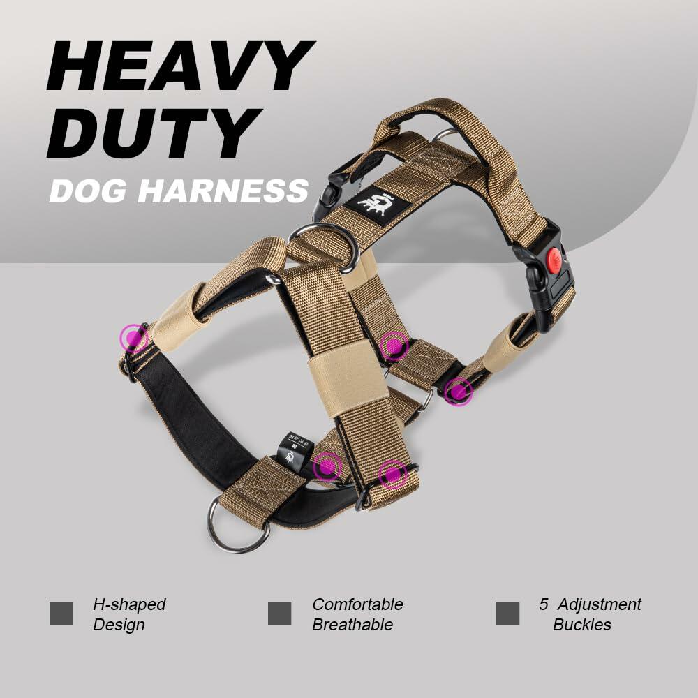 TSPRO Heavy Duty Tactical Dog Harness Adjustable Soft Handle Purple Size L