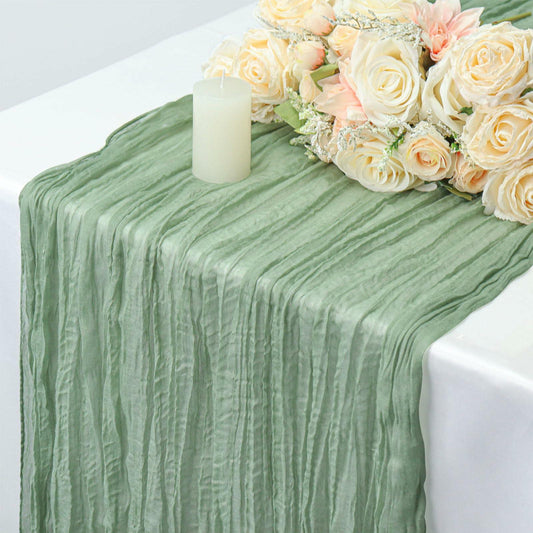 Fall Table Runner Cheesecloth 10FT Boho Rustic Gauze Sage Green 1 Pack