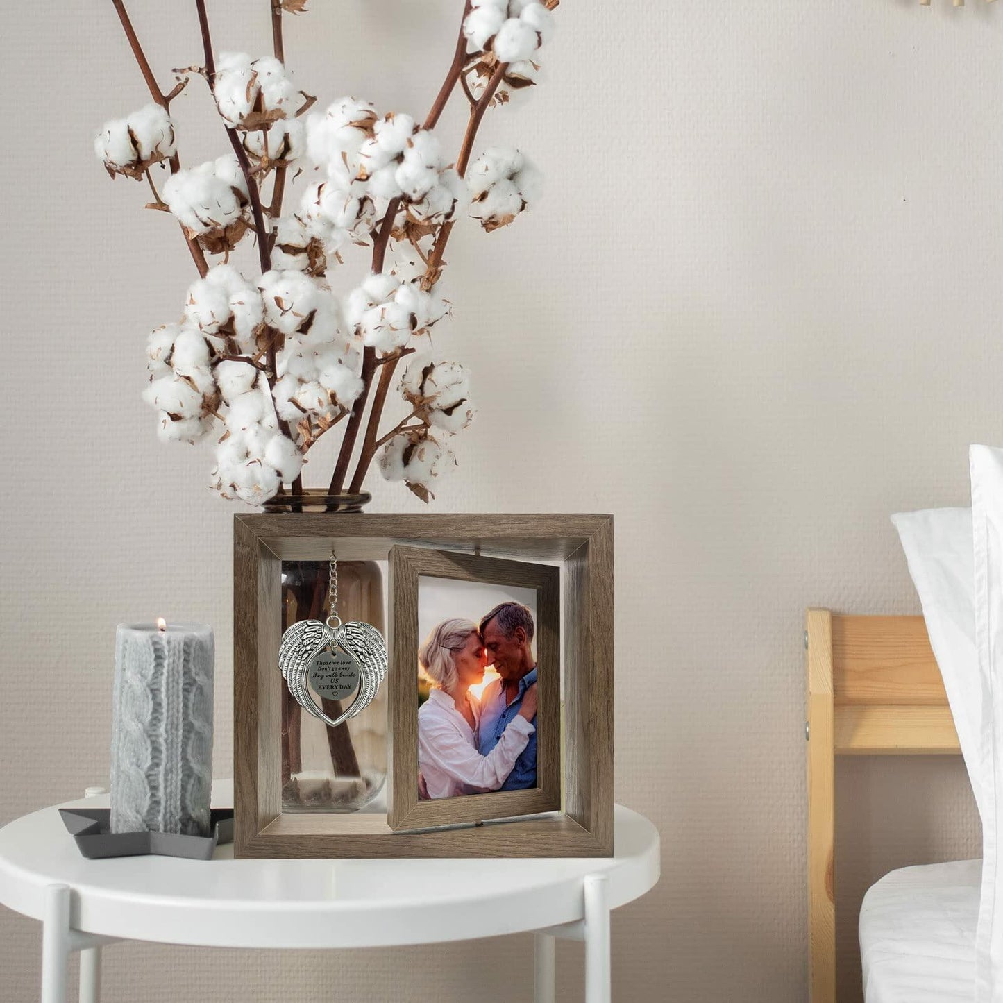 Mayamila Memorial Picture Frame 4x6 Brown Angel Wings Sympathy Gift