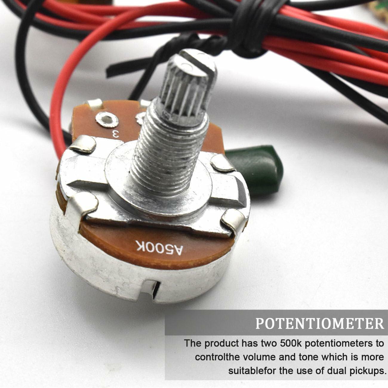 SoulDiM Guitar Wiring Harness Kit 500K Pots 5-Way Switch Black Knobs