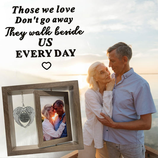 Mayamila Memorial Picture Frame 4x6 Brown Angel Wings Sympathy Gift