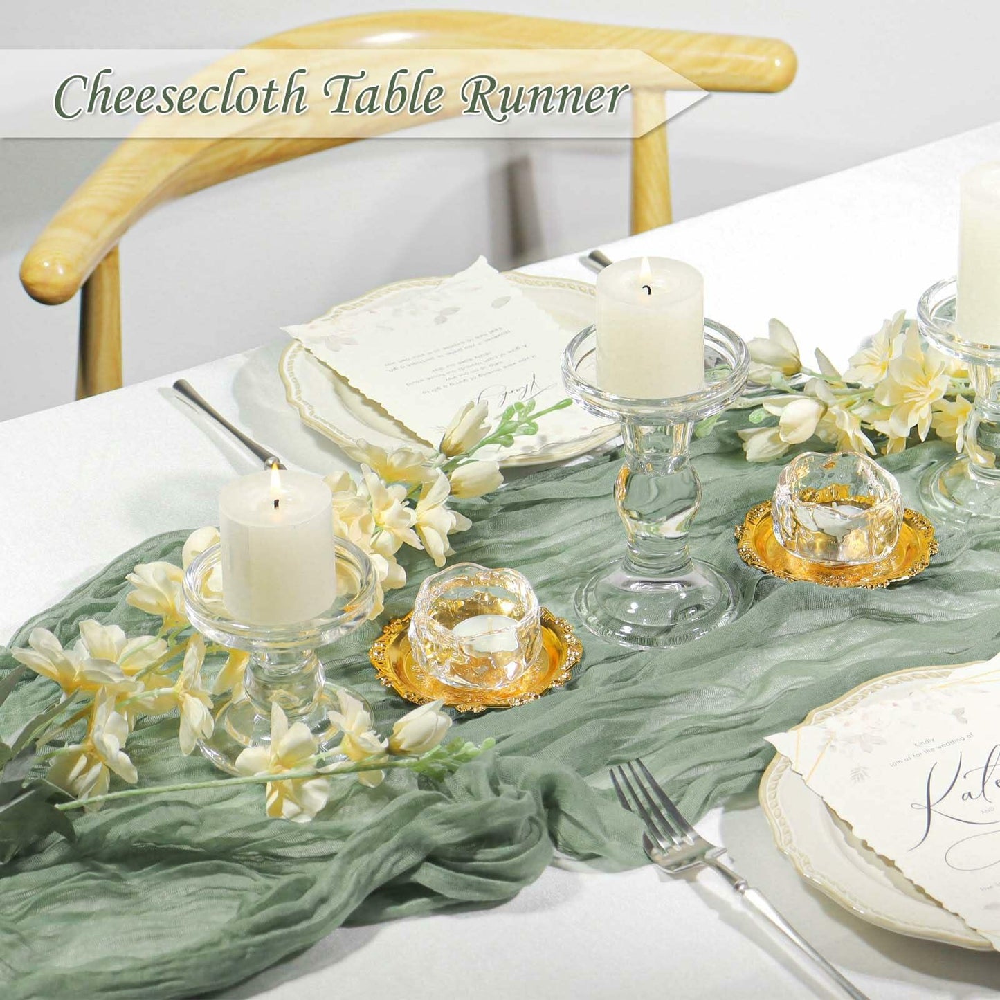 Fall Table Runner Cheesecloth 10FT Boho Rustic Gauze Sage Green 1 Pack