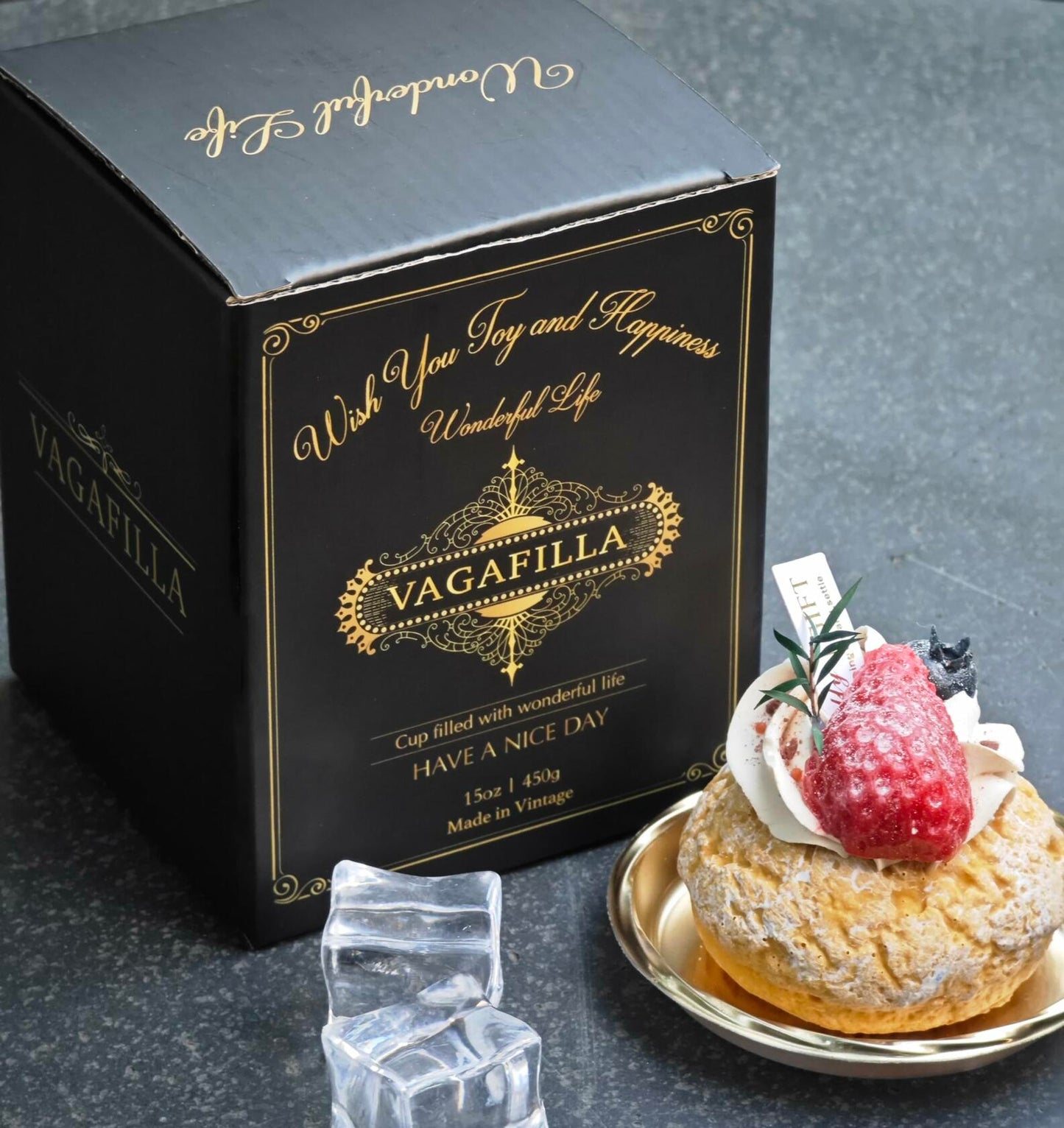 Vagafilla Stemless Wine Glass 15oz Glitter Gold Birthday Gift Transparent