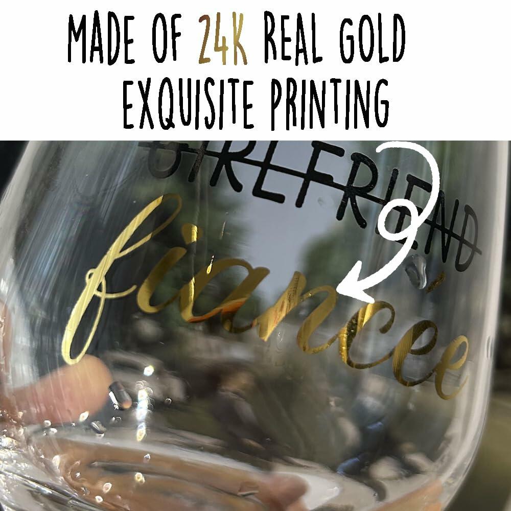 Vagafilla Stemless Wine Glass 15oz Glitter Gold Birthday Gift Transparent