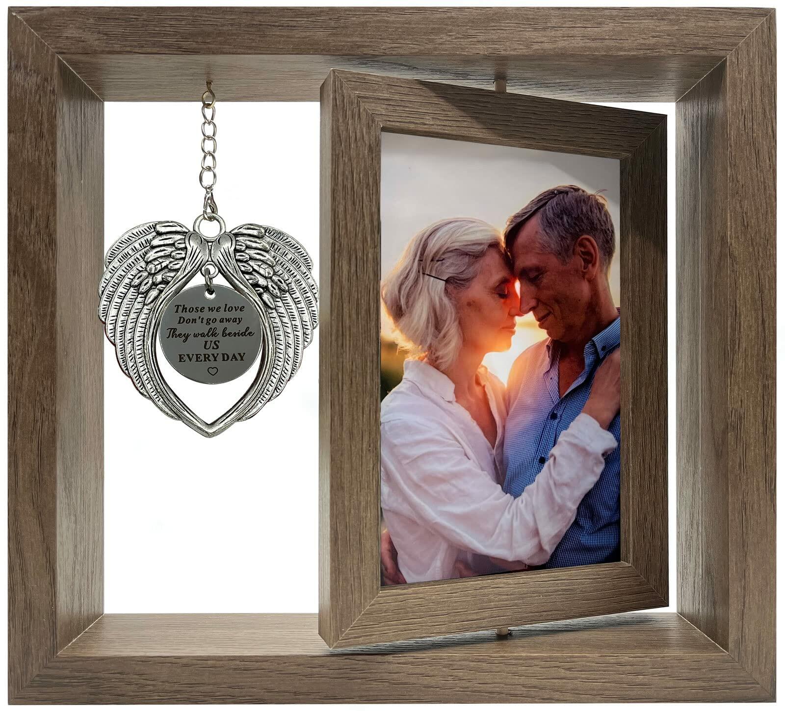 Mayamila Memorial Picture Frame 4x6 Brown Angel Wings Sympathy Gift