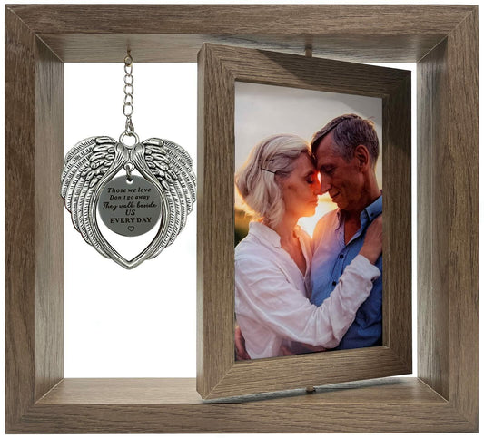 Mayamila Memorial Picture Frame 4x6 Brown Angel Wings Sympathy Gift