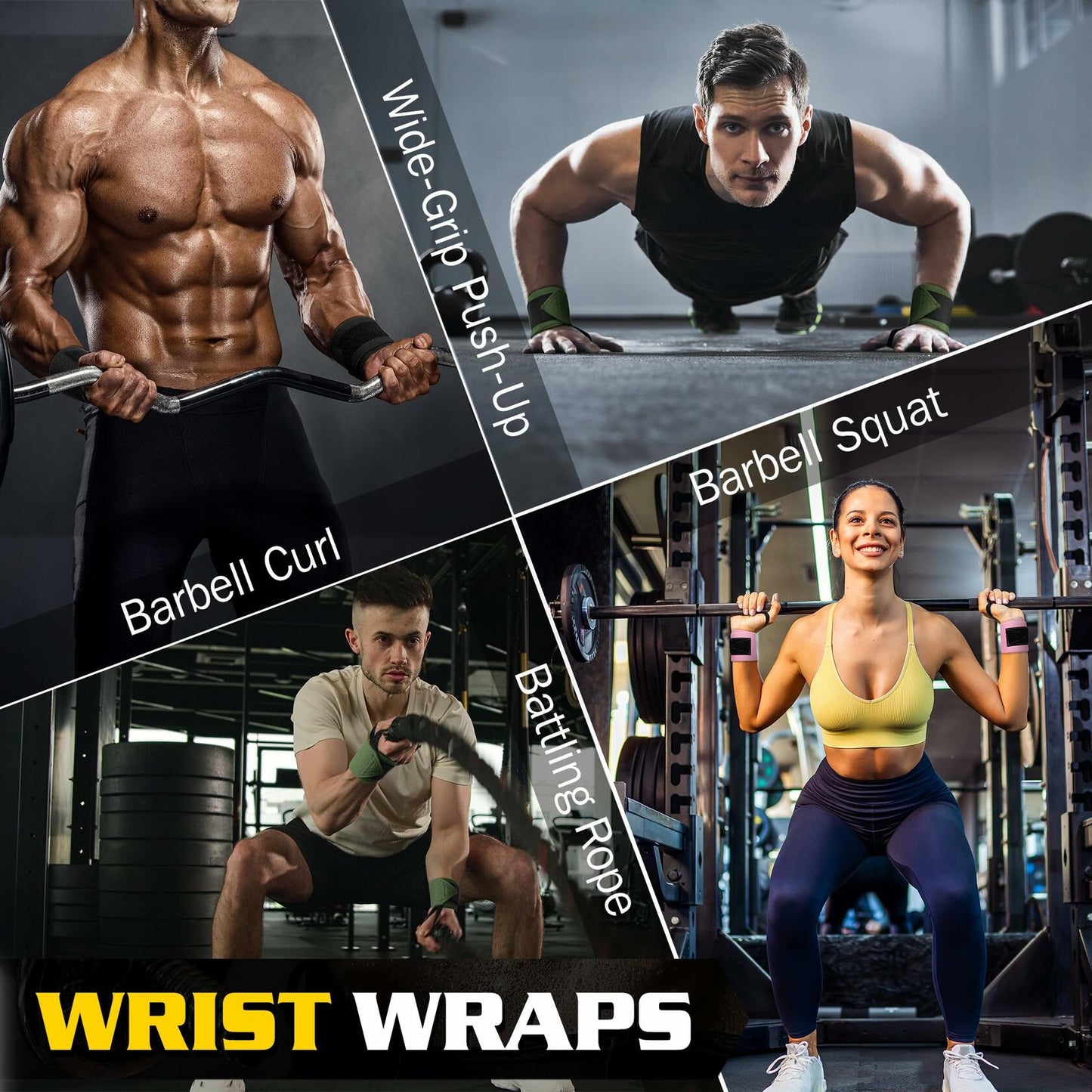 Turakun Lifting Straps Wrist Wraps Heavy Duty Neoprene Cotton Black