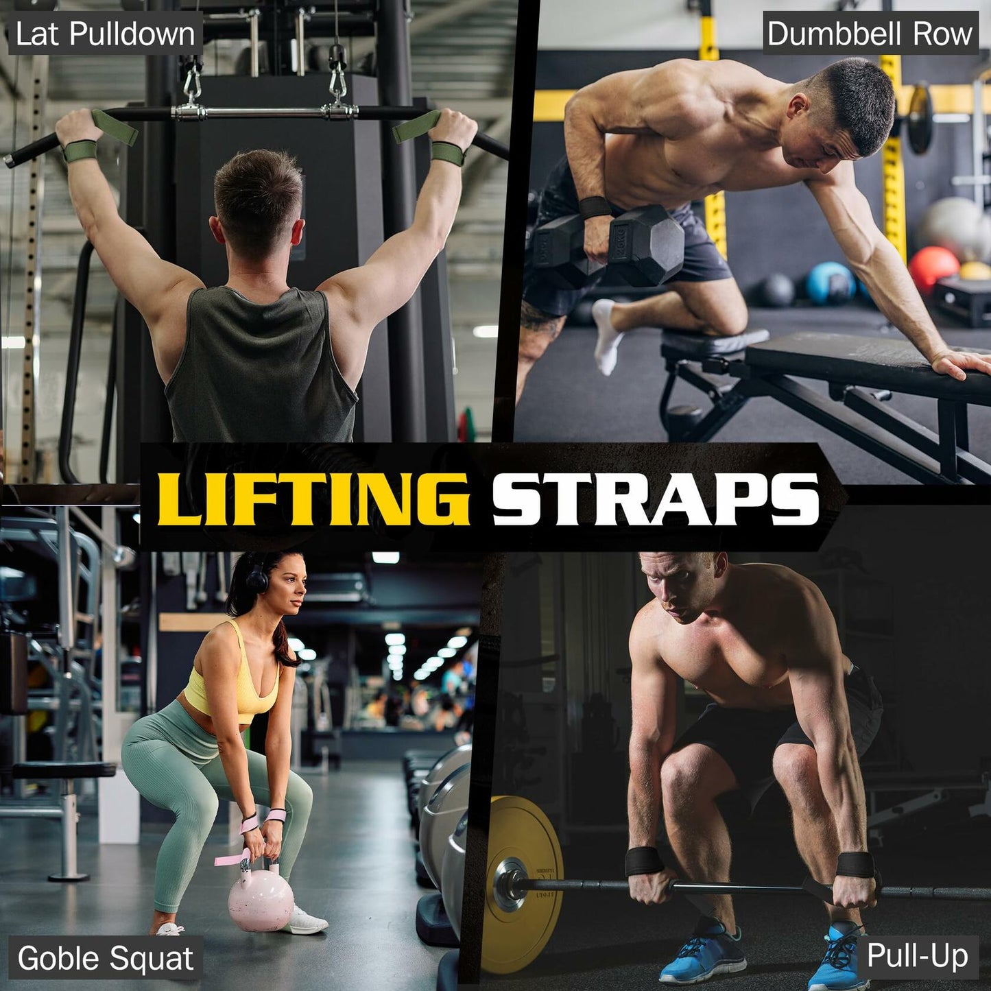 Turakun Lifting Straps Wrist Wraps Heavy Duty Neoprene Cotton Black