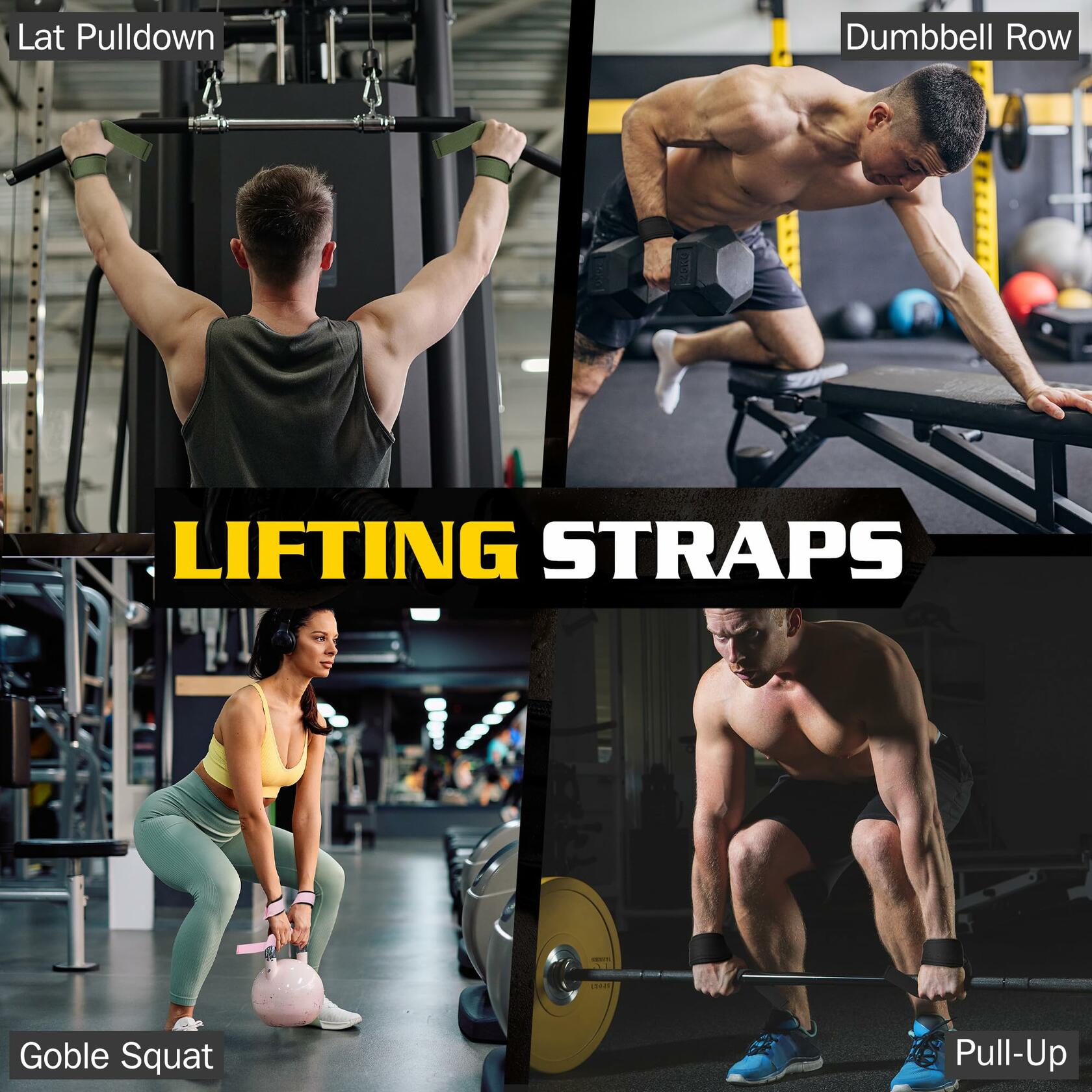 Turakun Lifting Straps Wrist Wraps Heavy Duty Neoprene Cotton Black