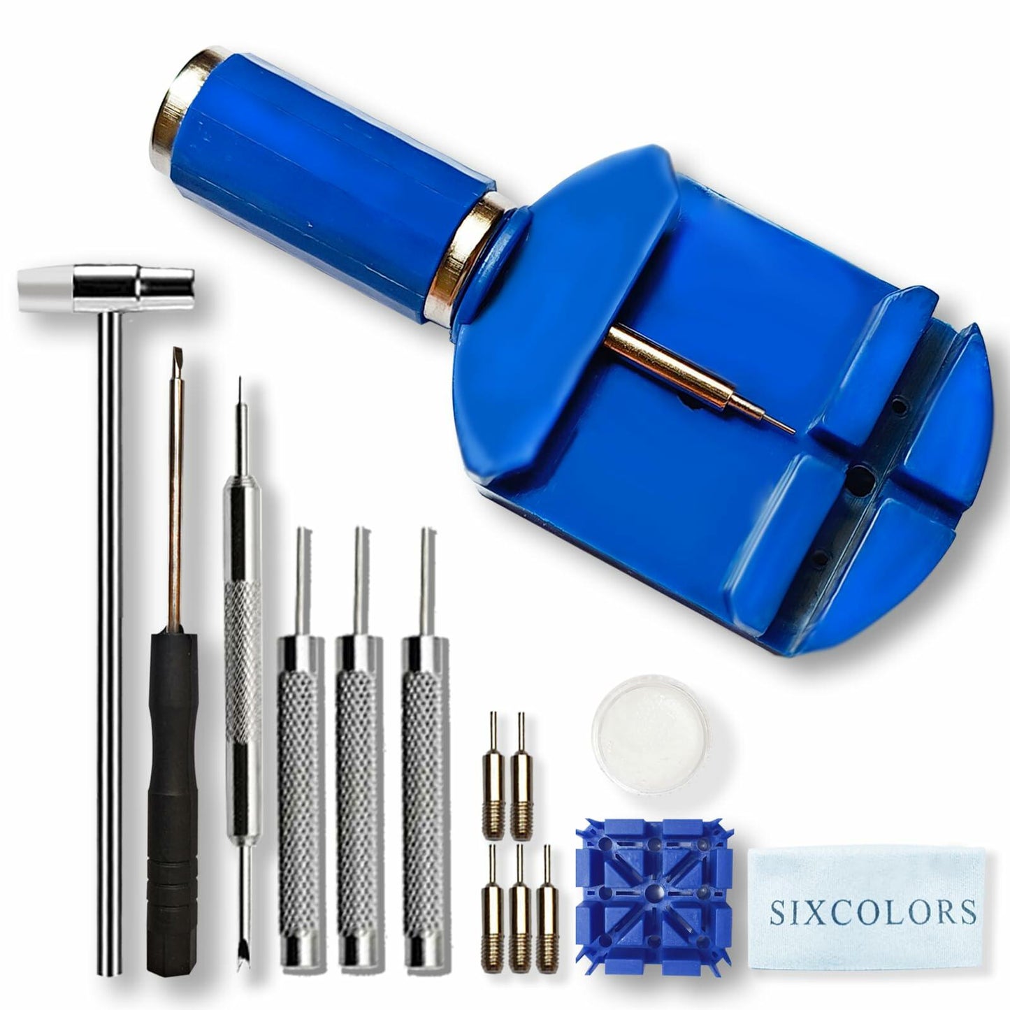 SIXCOLORS Watch Link Band Pin Removal Tool Kit with Spring Bar Tool Blue