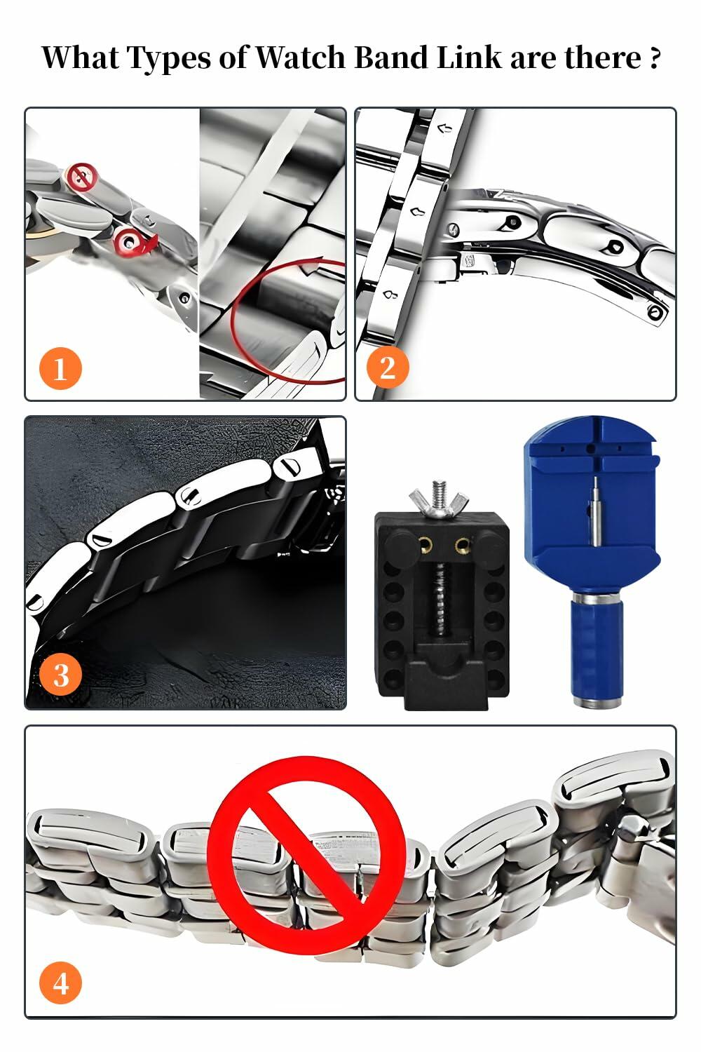 SIXCOLORS Watch Link Band Pin Removal Tool Kit with Black Storage Bag