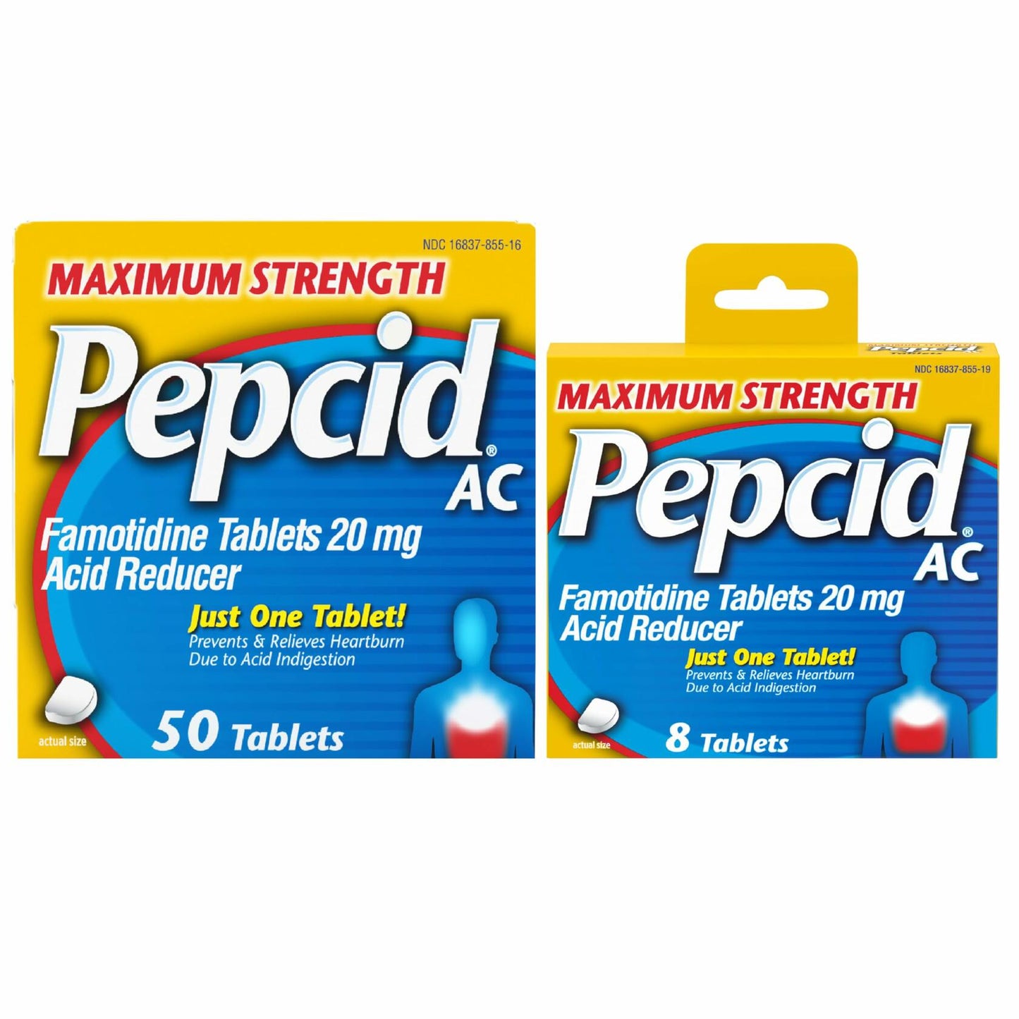 Pepcid AC 20mg Famotidine Heartburn Relief Tablets 8 Count Travel Pack