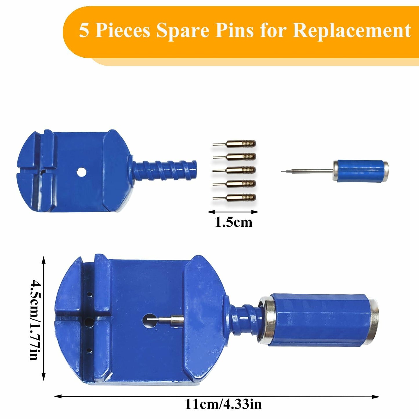 SIXCOLORS Watch Link Band Pin Removal Tool Kit with Spring Bar Tool Blue