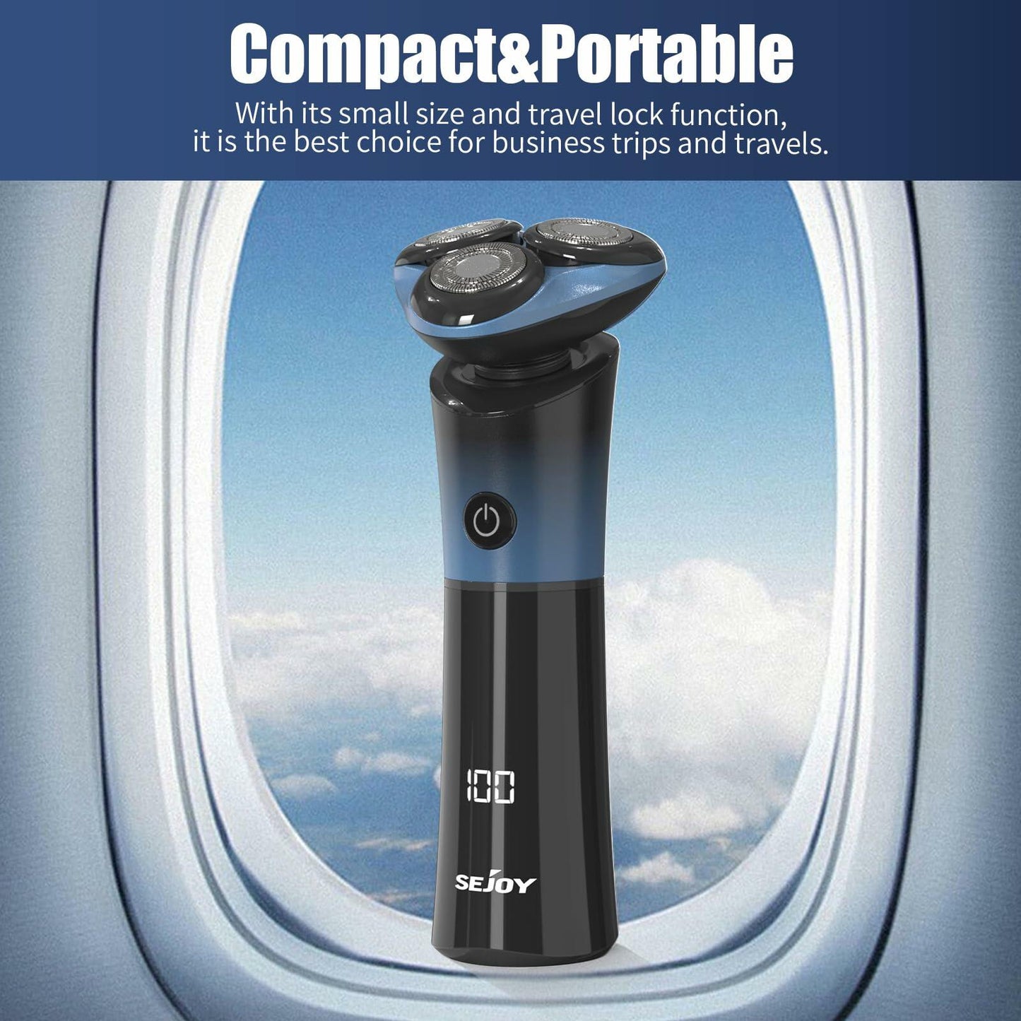 Sejoy Electric Shaver Men Rechargeable Magnetic Head IPX6 Blue