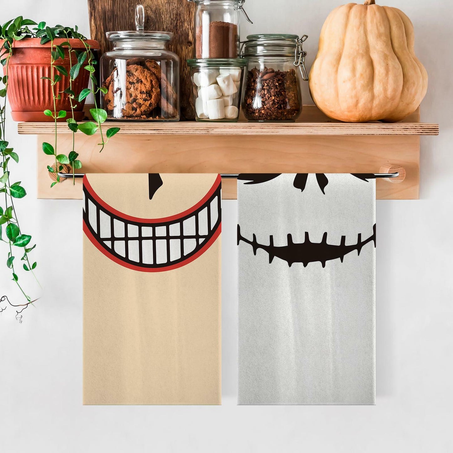 Jiudungs Halloween Kitchen Towels Set of 4 Orange 18x26 Inch Holiday Decor