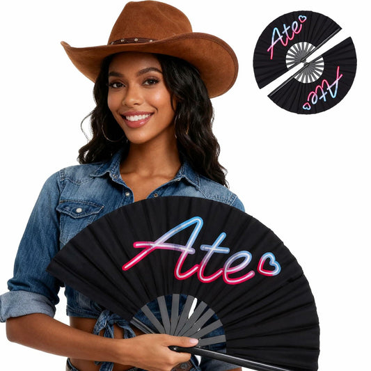 ZESTLASH 2 Pack 13 Inch Clack Popping Line Dancing Fans Large Foldable Black