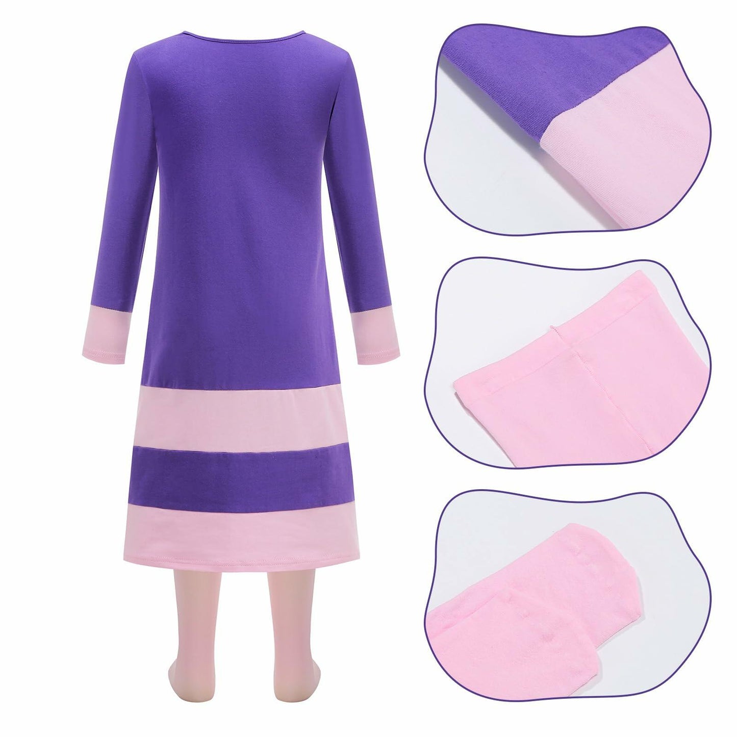 ROSADAGE Girls Daphne Halloween Costume Dress Purple Size 130 (6-7T)