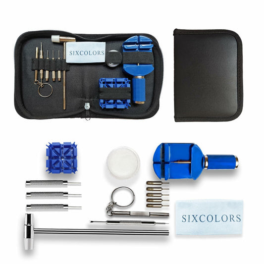 SIXCOLORS Watch Link Band Pin Removal Tool Kit with Black Storage Bag