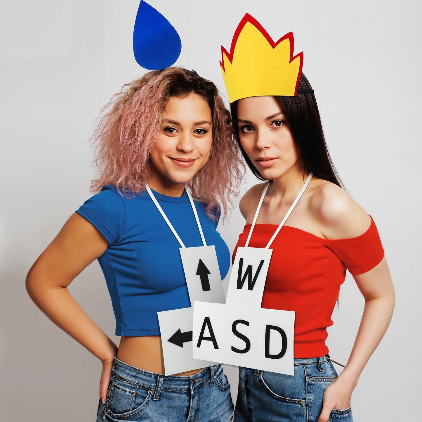 VioraWhite Halloween Fire & Water Costume Sets 4 Pcs Red Blue 9.84x8.07in