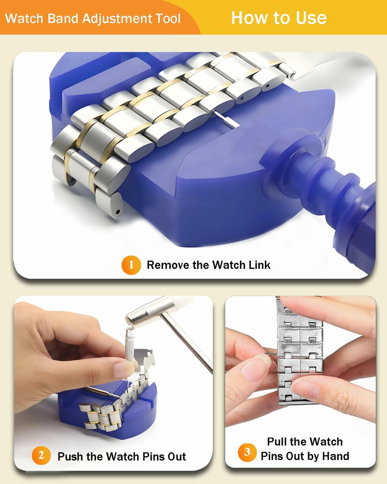 SIXCOLORS Watch Link Band Pin Removal Tool Kit with Black Storage Bag