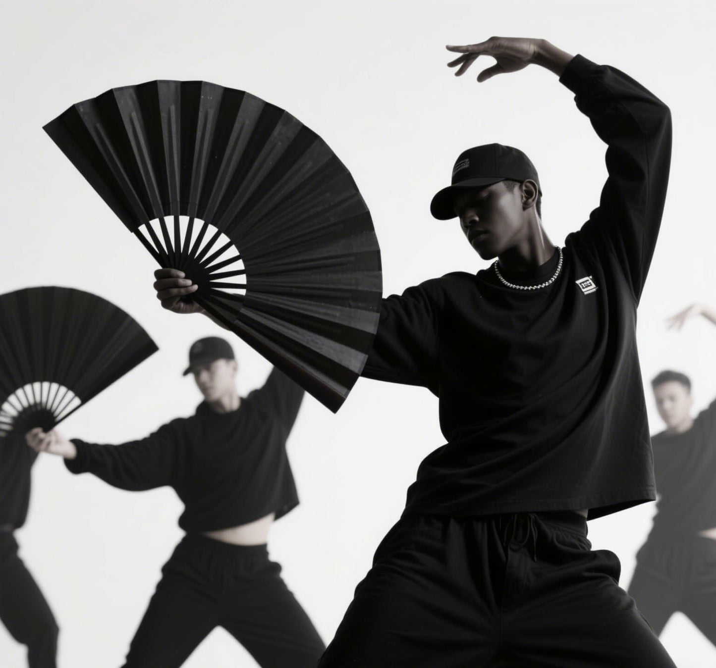 ZESTLASH 2 Pack 13 Inch Clack Popping Line Dancing Fans Large Foldable Black