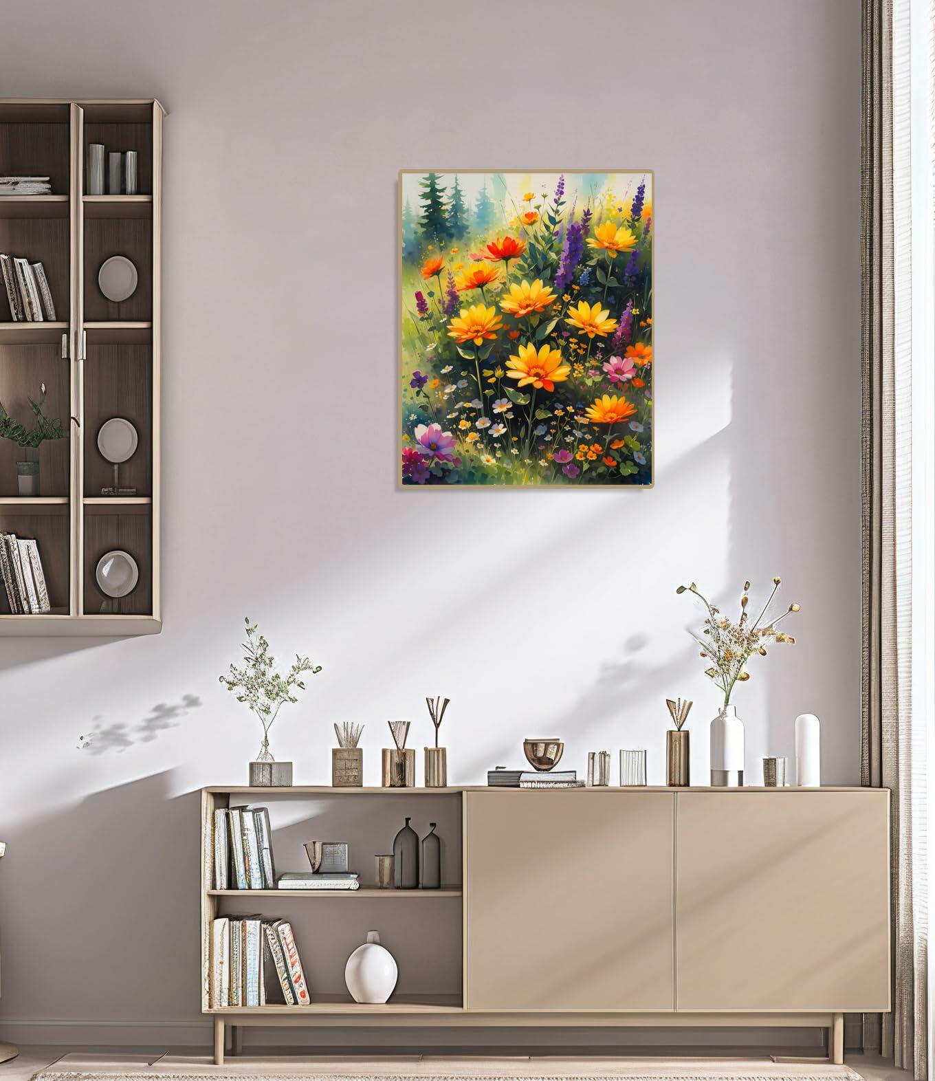 DoMyArt Paint by Numbers Kit Adult Beginner Wild Flowers 16x20 Inch Canvas