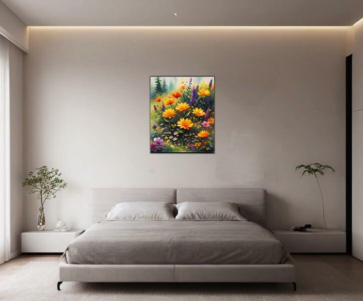 DoMyArt Paint by Numbers Kit Adult Beginner Wild Flowers 16x20 Inch Canvas