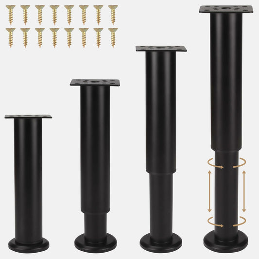 FIVEPEARS Adjustable Furniture Legs 4.72-7.08in Metal Black 4 PCS