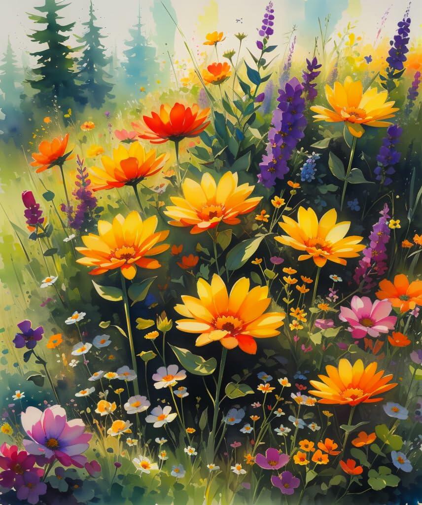 DoMyArt Paint by Numbers Kit Adult Beginner Wild Flowers 16x20 Inch Canvas