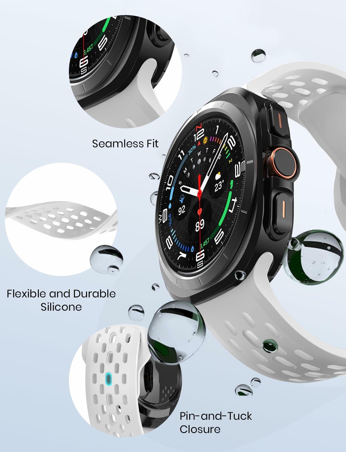 Gemnbo Sport Band 3 Pack for Samsung Galaxy Watch Ultra 47mm Black White Blue