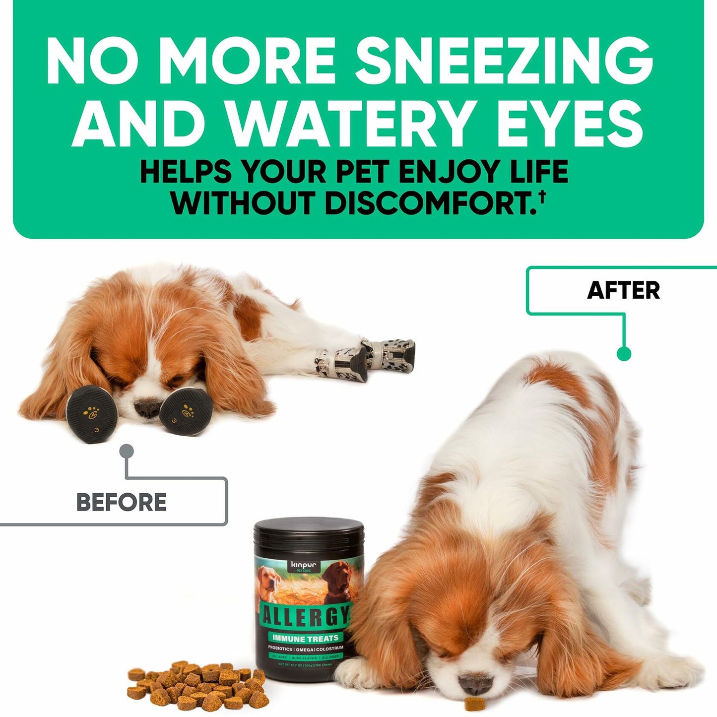 Kinpur Pet Care Natural Dog Allergy Chews 180 Treats Itch Relief