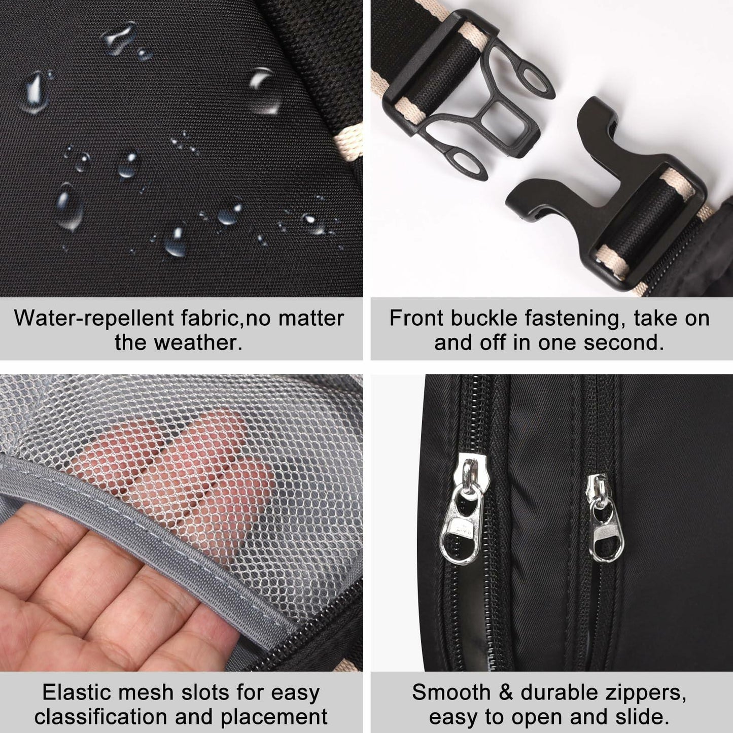 DMLuna Small Crossbody Bag Mini Waist Adjustable Strap Black Size 8.7in