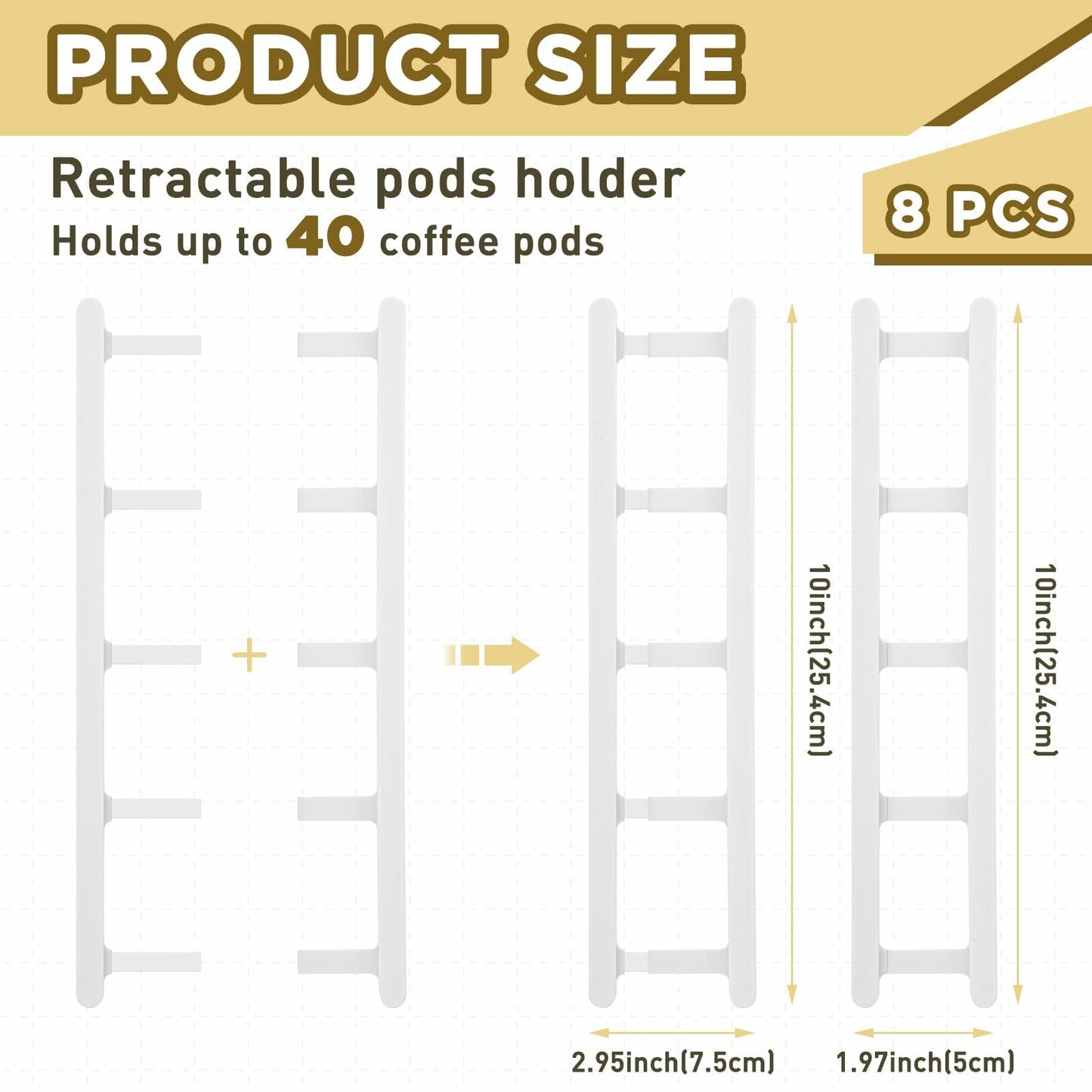 Threehoney Adhesive Coffee Pod Holder 8 Pack Holds 20 Capsules Wall Mount