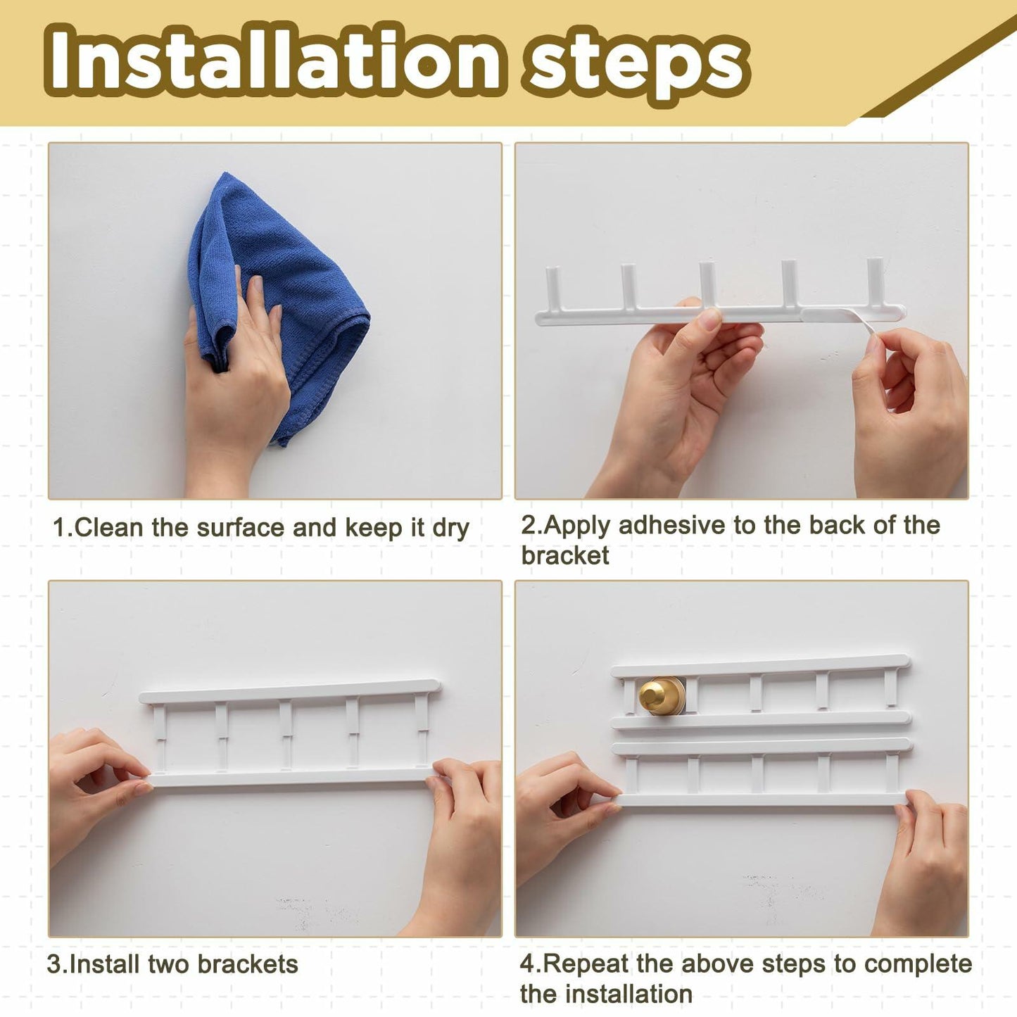 Threehoney Adhesive Coffee Pod Holder 8 Pack Holds 20 Capsules Wall Mount