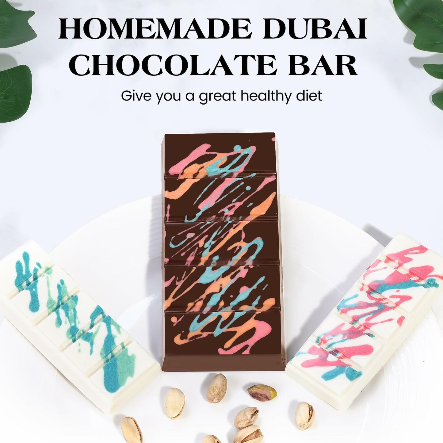 KASHME Chocolate Bar Mold Deep Large Silicone Candy Bar 5 Snap Rectangle