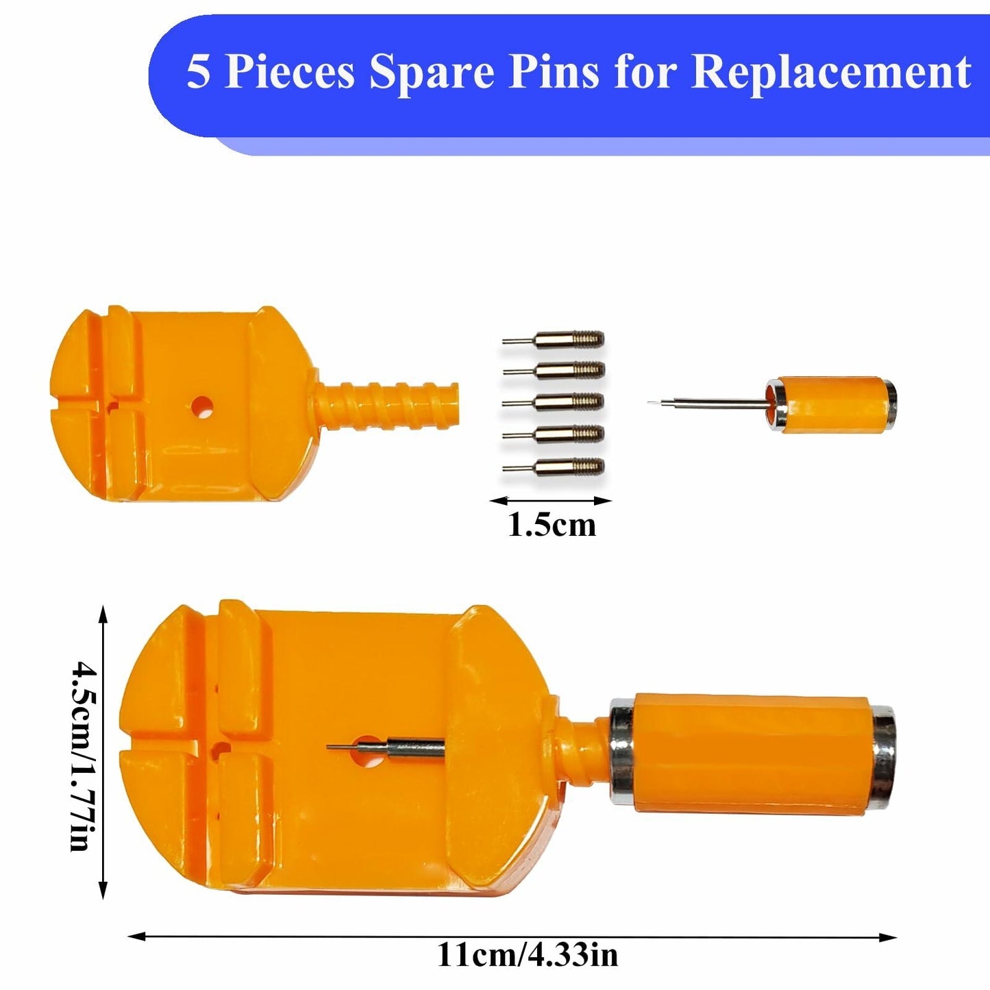 SIXCOLORS Watch Link Band Pin Removal Tool Kit with Hammer Black Storage Bag