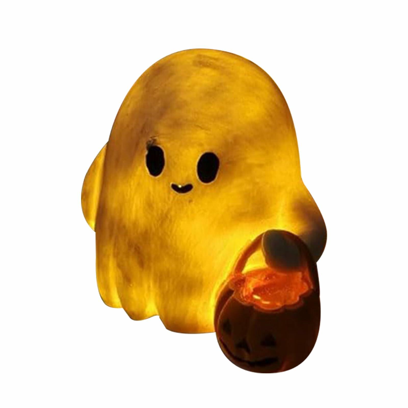 BINBINNIAO 3D Printing Halloween Ghost Figurine Glowing Resin 3.15in White Black