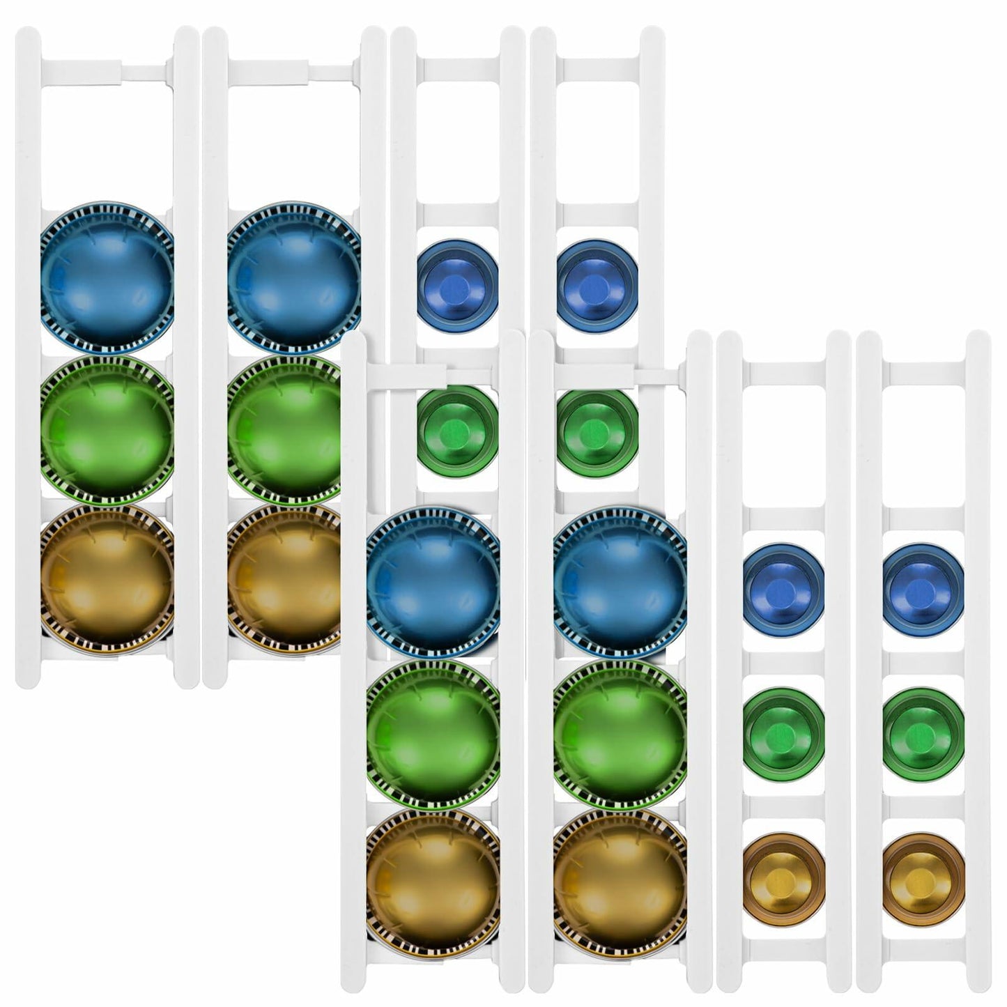 Threehoney Adhesive Coffee Pod Holder 8 Pack Holds 20 Capsules Wall Mount