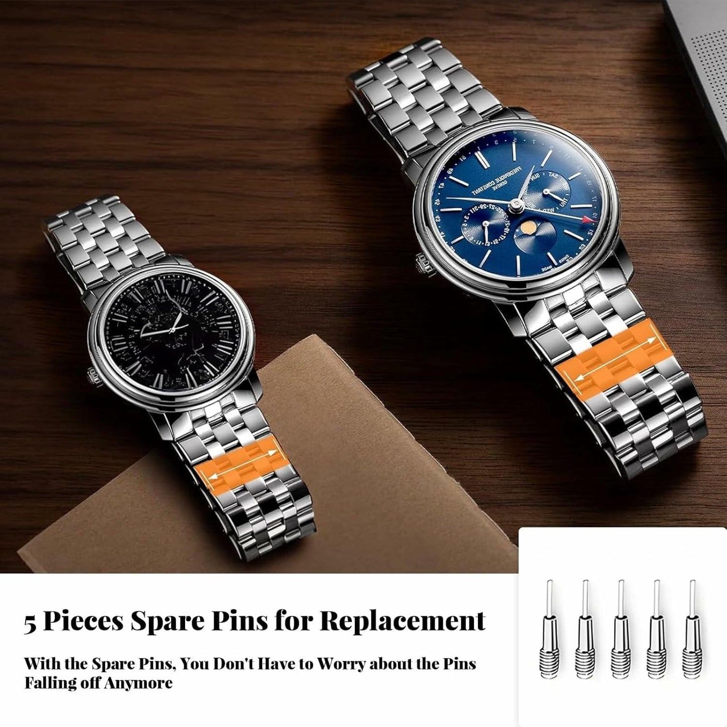 SIXCOLORS Watch Link Band Pin Removal Tool Kit with Hammer Black Storage Bag