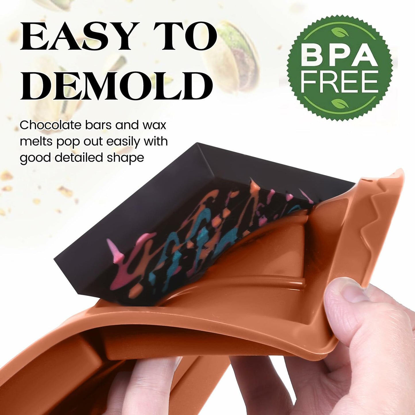 KASHME Chocolate Bar Mold Deep Large Silicone Candy Bar 5 Snap Rectangle