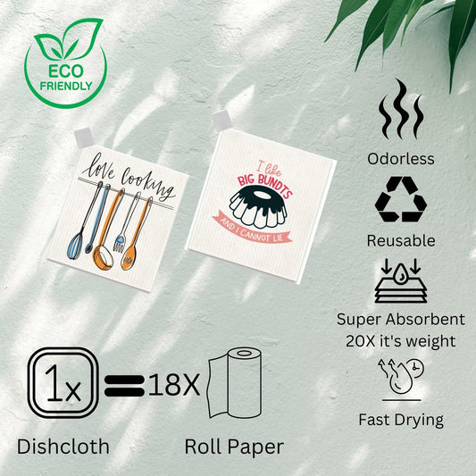 Lily's Home & Kitchen Swedish Dishcloths 8 Pack with 2 Clips Multi Color